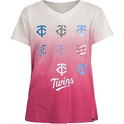 New Era Girl's Minnesota Twins Pink Dipdye V-Neck T-Shirt