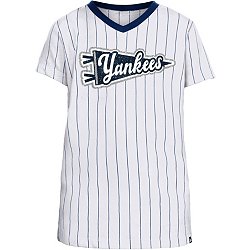 New Era Girls Detroit Tigers White Pinstripe V-Neck T-Shirt