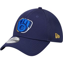 New Era Men's Milwaukee Brewers Navy 39THIRTY Overlap Stretch Fit Hat