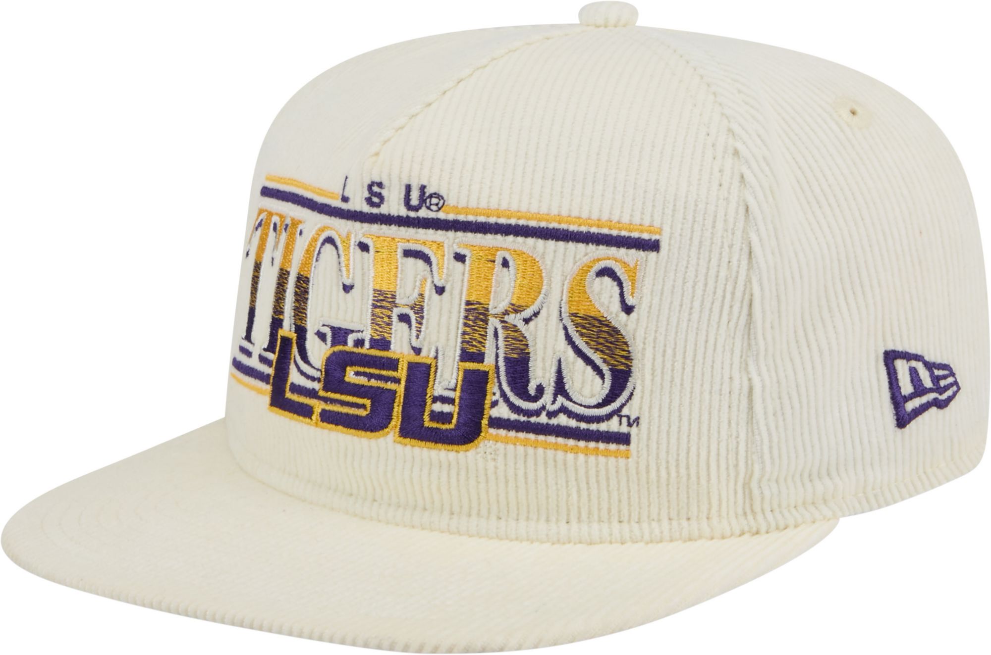New Era Men's LSU Tigers White Corduroy Golfer Adjustable Hat