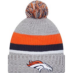 New Era Men's Denver Broncos Heather Grey Pom Knit Beanie