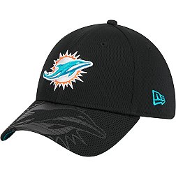 New Era Men's Miami Dolphins Top Visor 39Thirty Black Stretch Fit Hat
