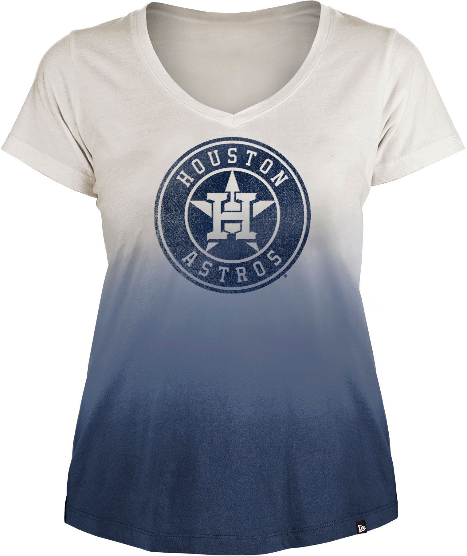 New Era Women's Houston Astros Navy Dipdye Scoop V-Neck