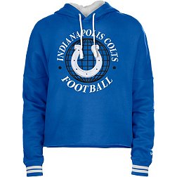 New Era Women's Indianapolis Colts Blue Raw Edge Cropped Hoodie