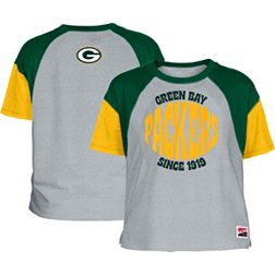New Era Women's Green Bay Packers Color Block Grey T-Shirt