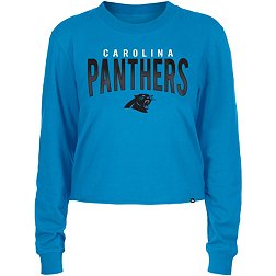 New Era Women's Carolina Panthers Bright Blue Sporty Long Sleeve Crop Top