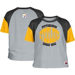 New Era Women's Pittsburgh Steelers Color Block Grey T-Shirt