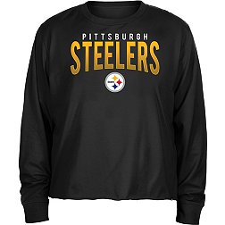 New Era Women's Pittsburgh Steelers Sporty Crop Black Plus Size Long Sleeve T-Shirt