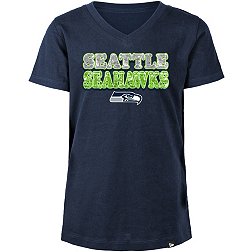 New Era Girls' Seattle Seahawks Sequins Navy T-Shirt