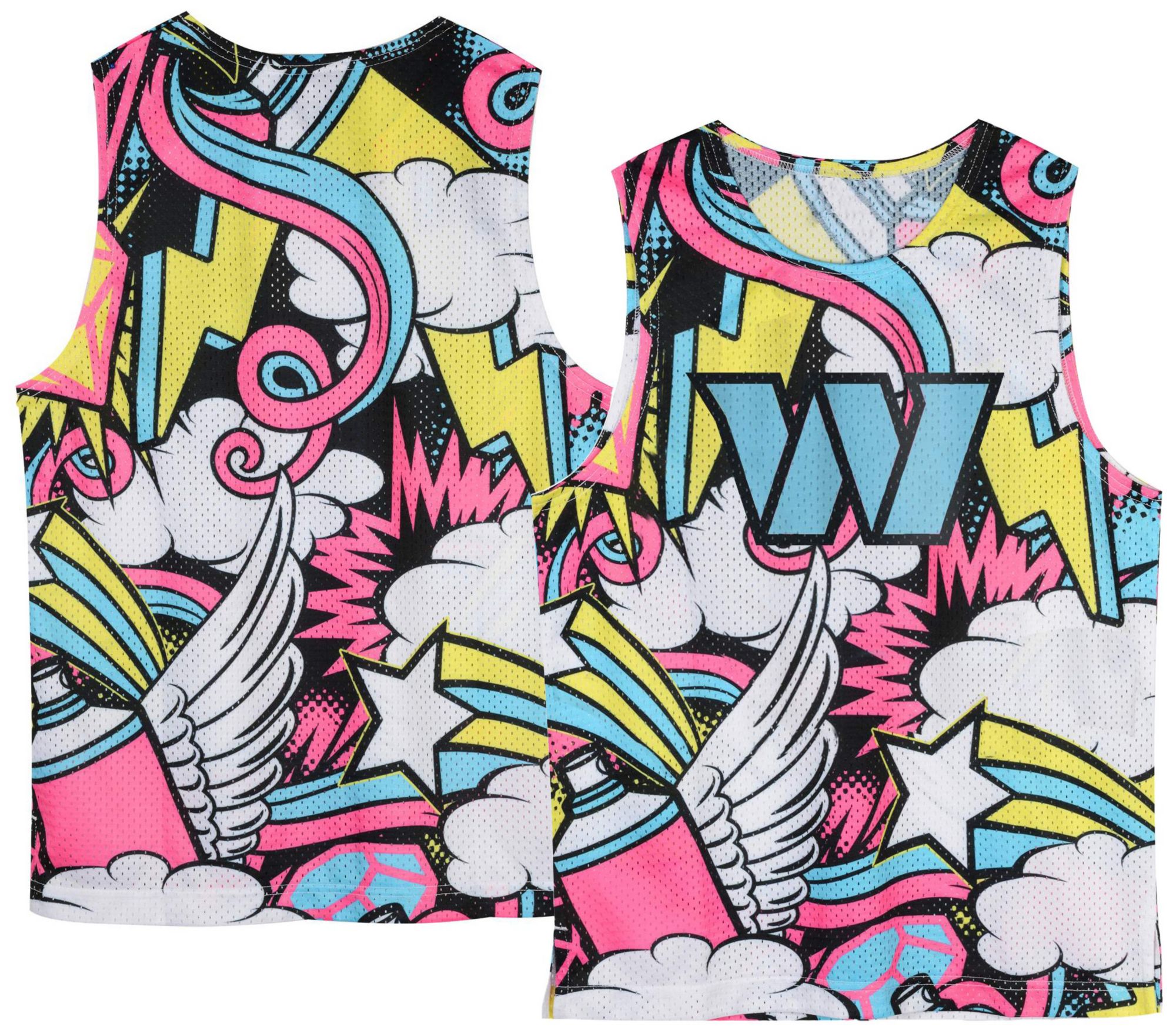 NFL Team Apparel Youth Washington Commanders Mesh Pop Culture Tank Top