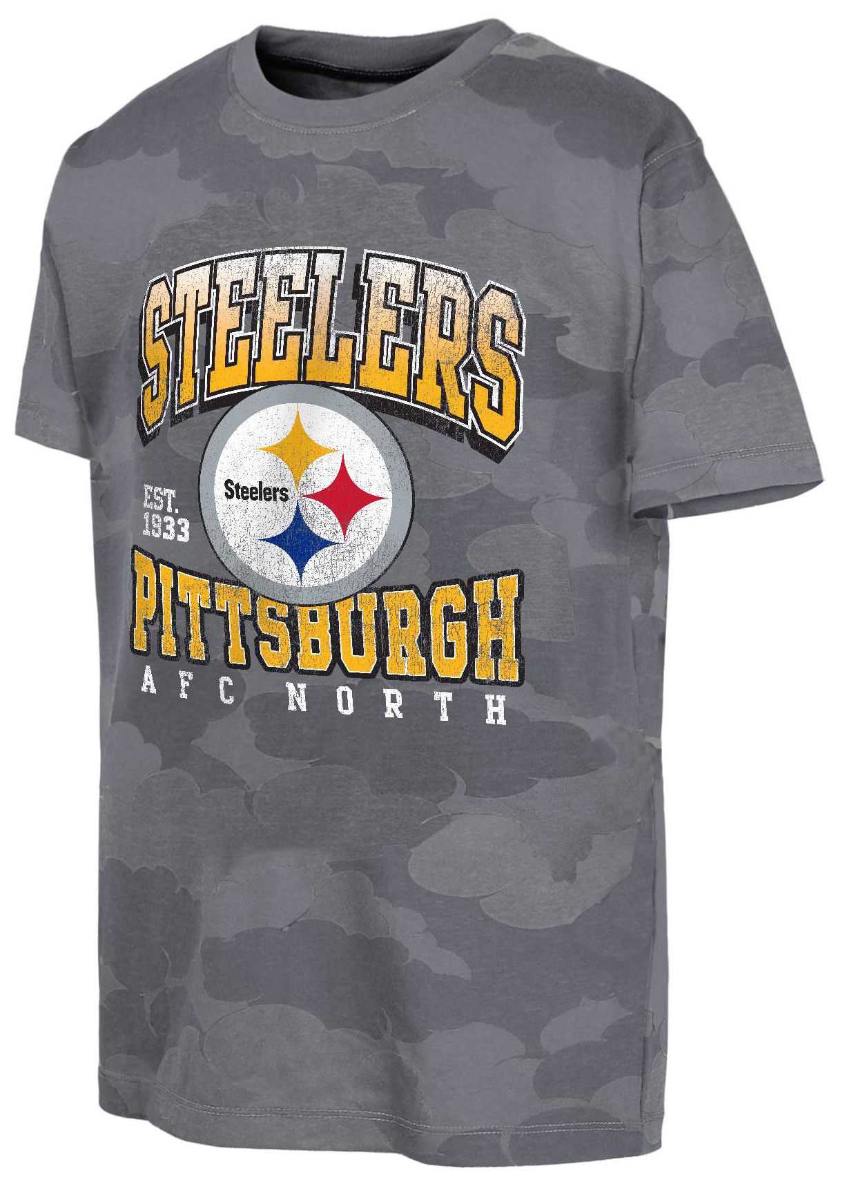 NFL Team Apparel Youth Pittsburgh Steelers Team Camo Grey T-Shirt