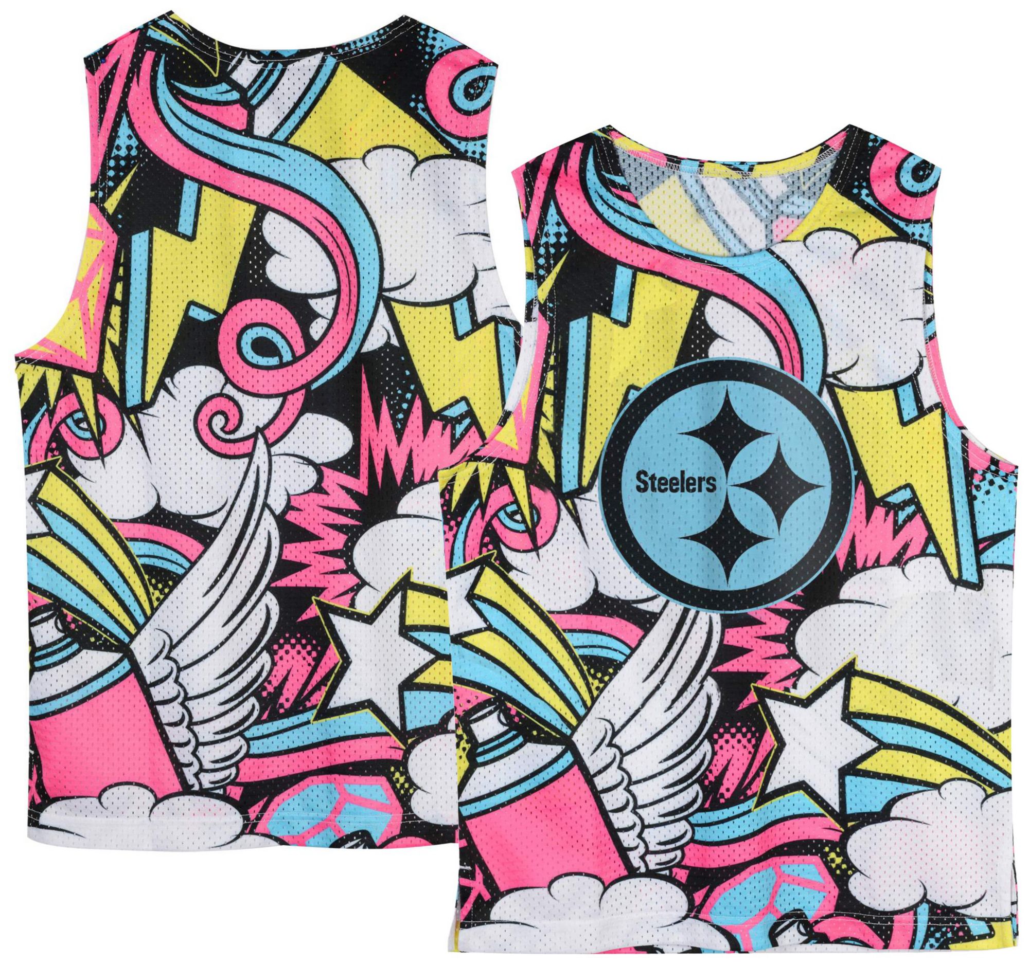 NFL Team Apparel Youth Pittsburgh Steelers Mesh Pop Culture Tank Top