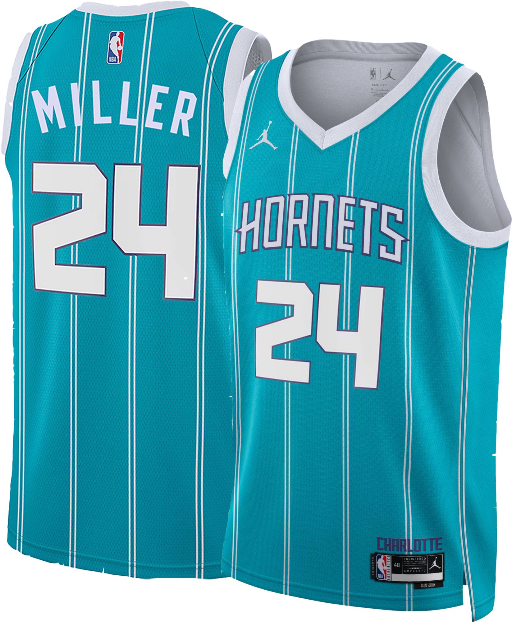 Nike Adult Charlotte Hornets Brandon Miller #24 Teal Dri-FIT Icon Jersey