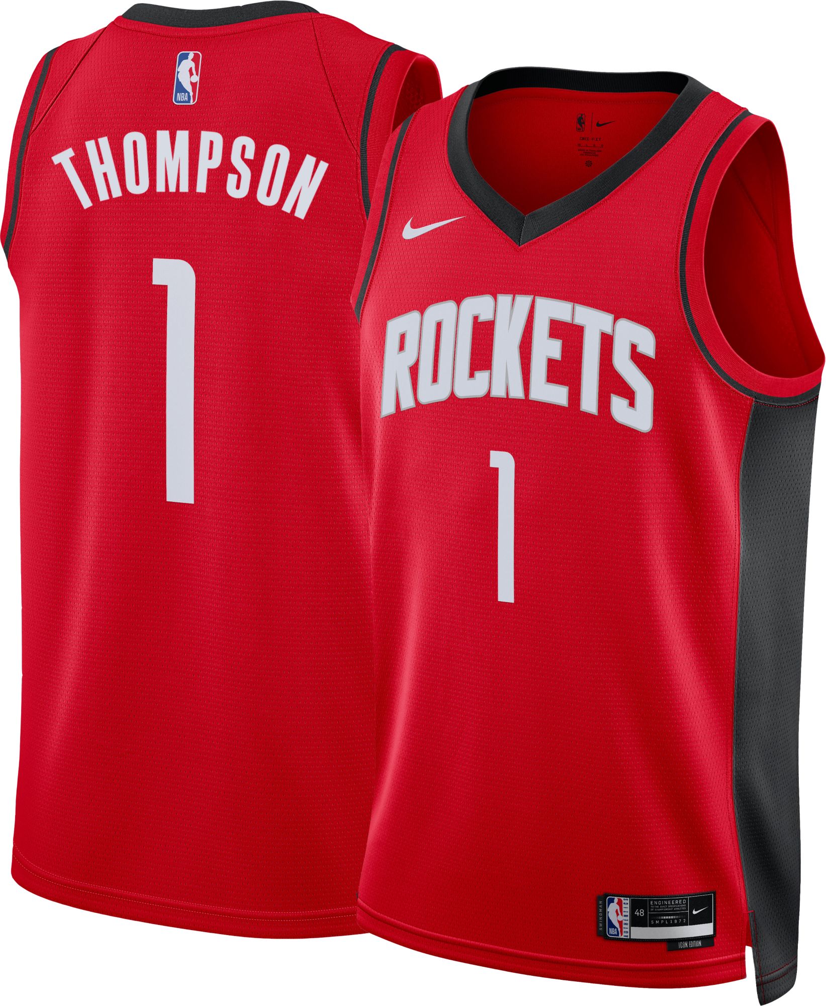 Nike Adult Houston Rockets Amen Thompson#1 Red Dri-FIT Icon Jersey