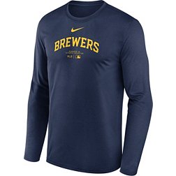 Nike Men's Milwaukee Brewers Navy Authentic Collection Issue Long Sleeve T-Shirt