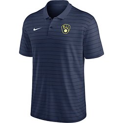Nike Men's Milwaukee Brewers Navy Authentic Collection  Stripe Polo