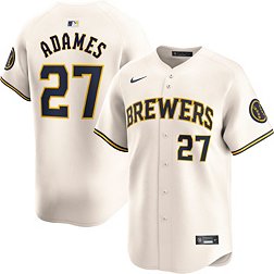 Nike Men's Milwaukee Brewers Willy Adames #27 White Limited Vapor Jersey