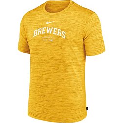 Nike Men's Milwaukee Brewers Yellow Authentic Collection Velocity T-Shirt