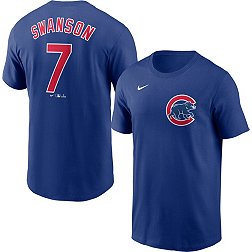 Nike Men's Chicago Cubs Dansby Swanson #7 Blue T-Shirt