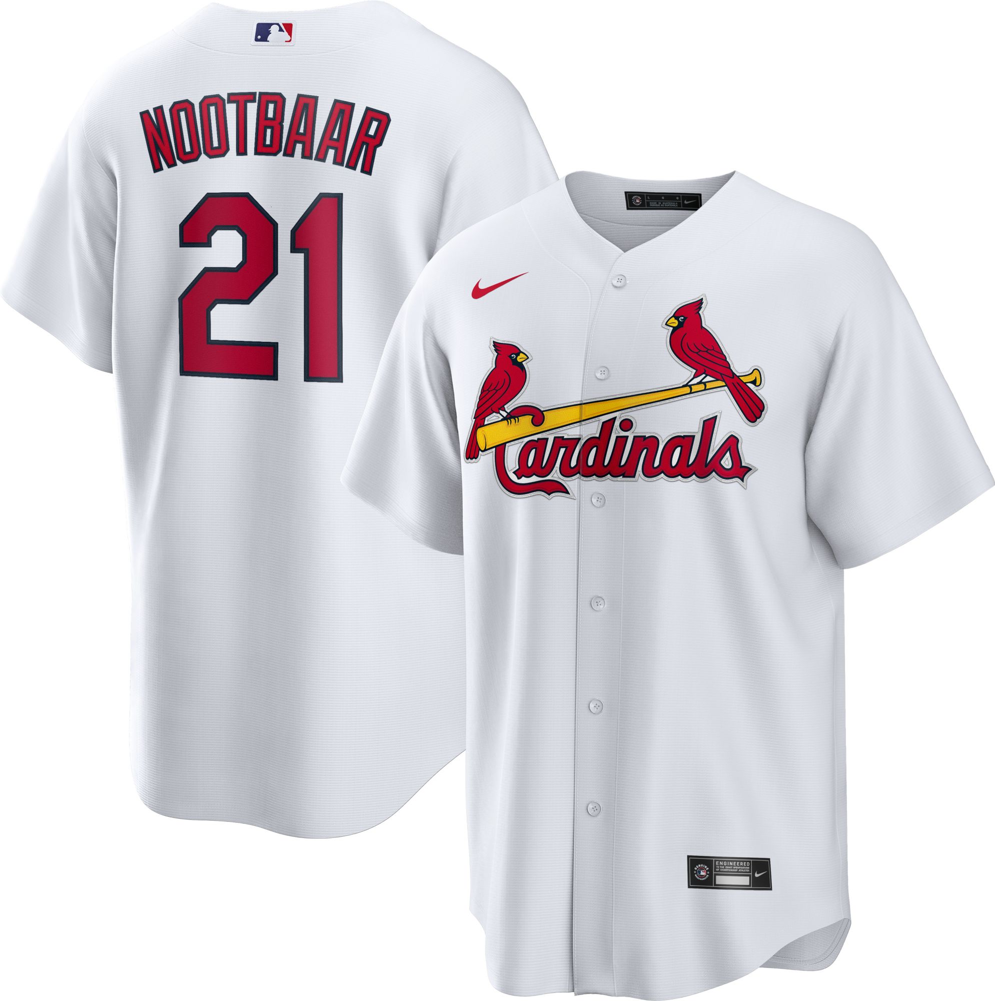 Nike Men's St. Louis Cardinals Lars Nootbaar #21 White Home Cool Base Jersey