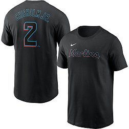 Nike Men's Miami Marlins Jazz Chisholm Jr. #2 Black T-Shirt