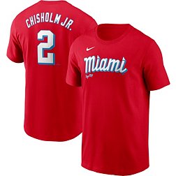Nike Men's Miami Marlins Jazz Chisholm Jr. #2 Red T-Shirt