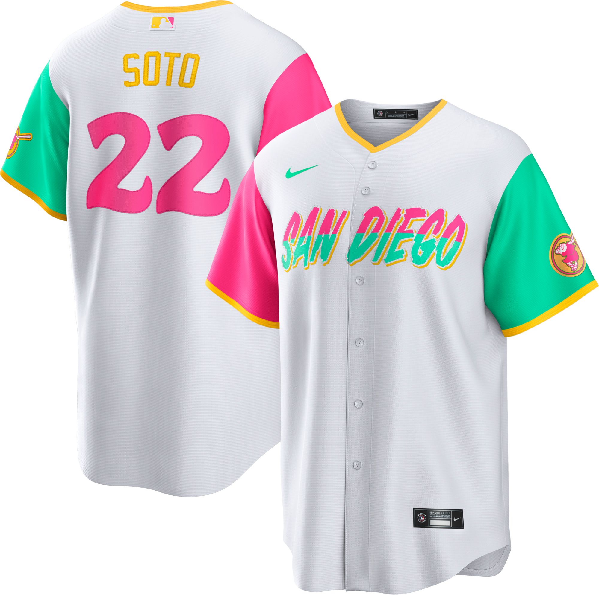 Nike Men's San Diego Padres Juan Soto #22 White Cool Base Jersey