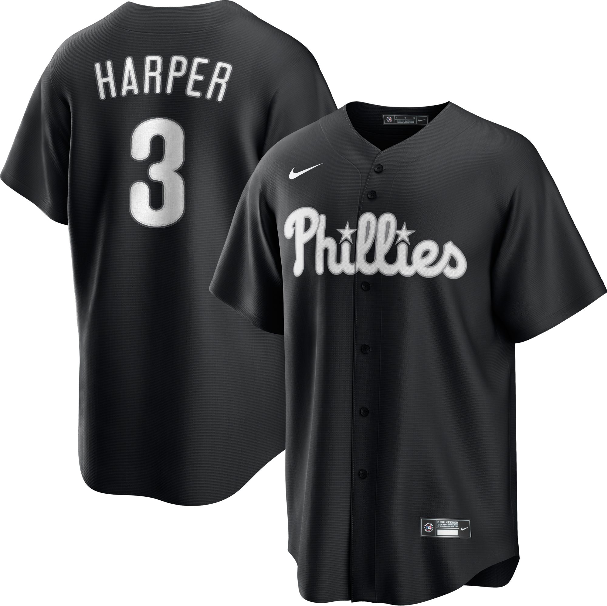 Nike Men's Philadelphia Phillies Bryce Harper Black Cool Base Jersey