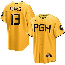 Nike Men's Pittsburgh Pirates 2023 City Connect Ke'Bryan Hayes #13 Cool Base Jersey