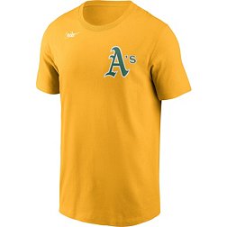 Nike Men's Oakland Athletics Cooperstown Reggie Jackson #9 Yellow T-Shirt