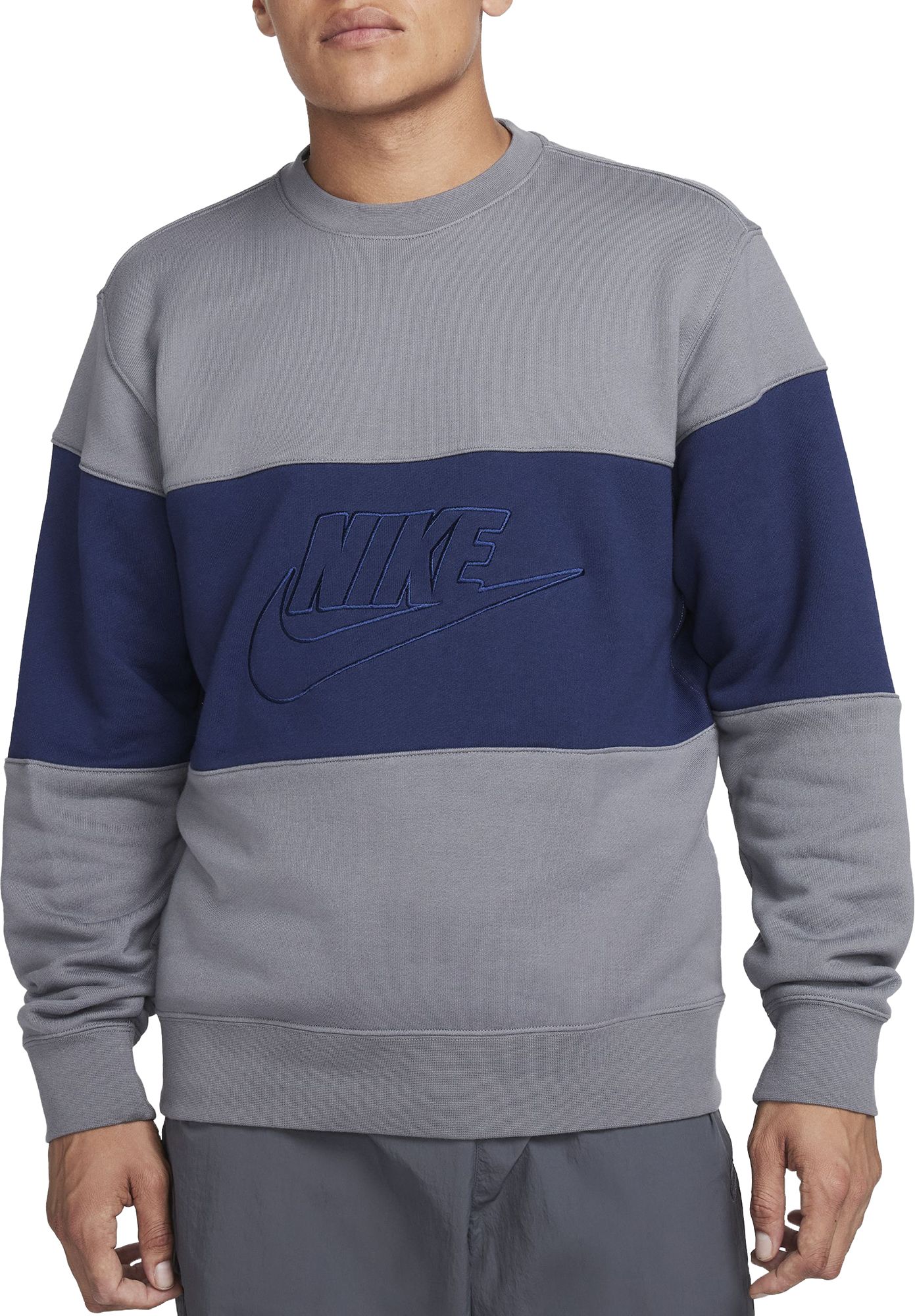 Nike Men's Club Fleece+ French Terry Color-Blocked Crew Top