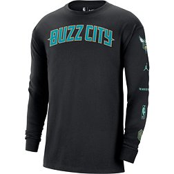 Nike Men's 2023-24 City Edition Charlotte Hornets Courtside M90 Long Sleeve Logo T-Shirt