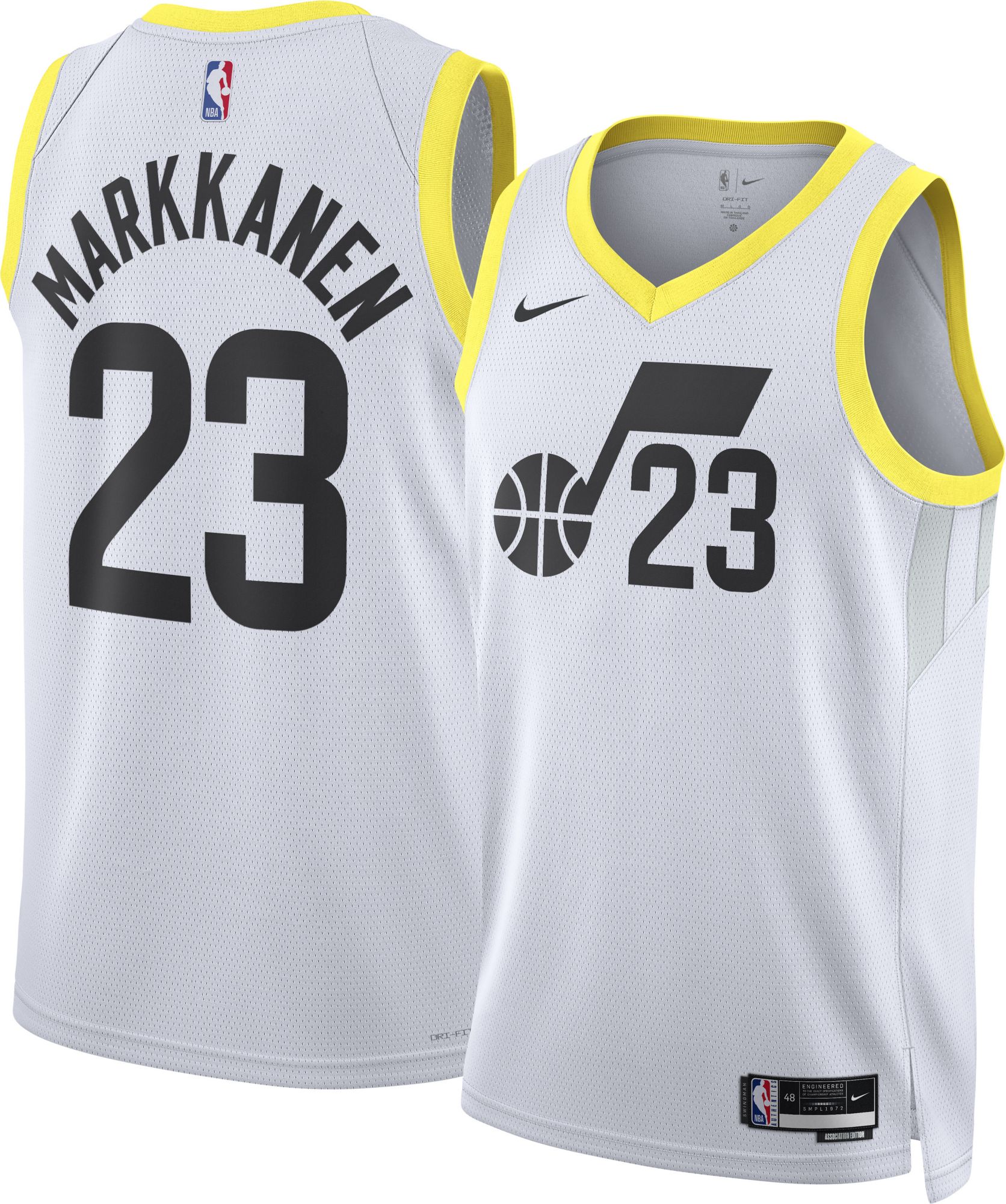 Nike Men's Utah Jazz Lauri Markkanen #23 White Swingman Jersey