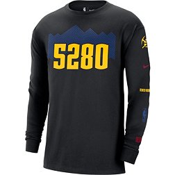 Nike Men's 2023-24 City Edition Denver Nuggets Courtside M90 Long Sleeve Logo T-Shirt