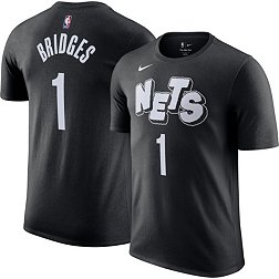 Nike Men's 2023-24 City Edition Brooklyn Nets Mikal Bridges #1 Black T-Shirt
