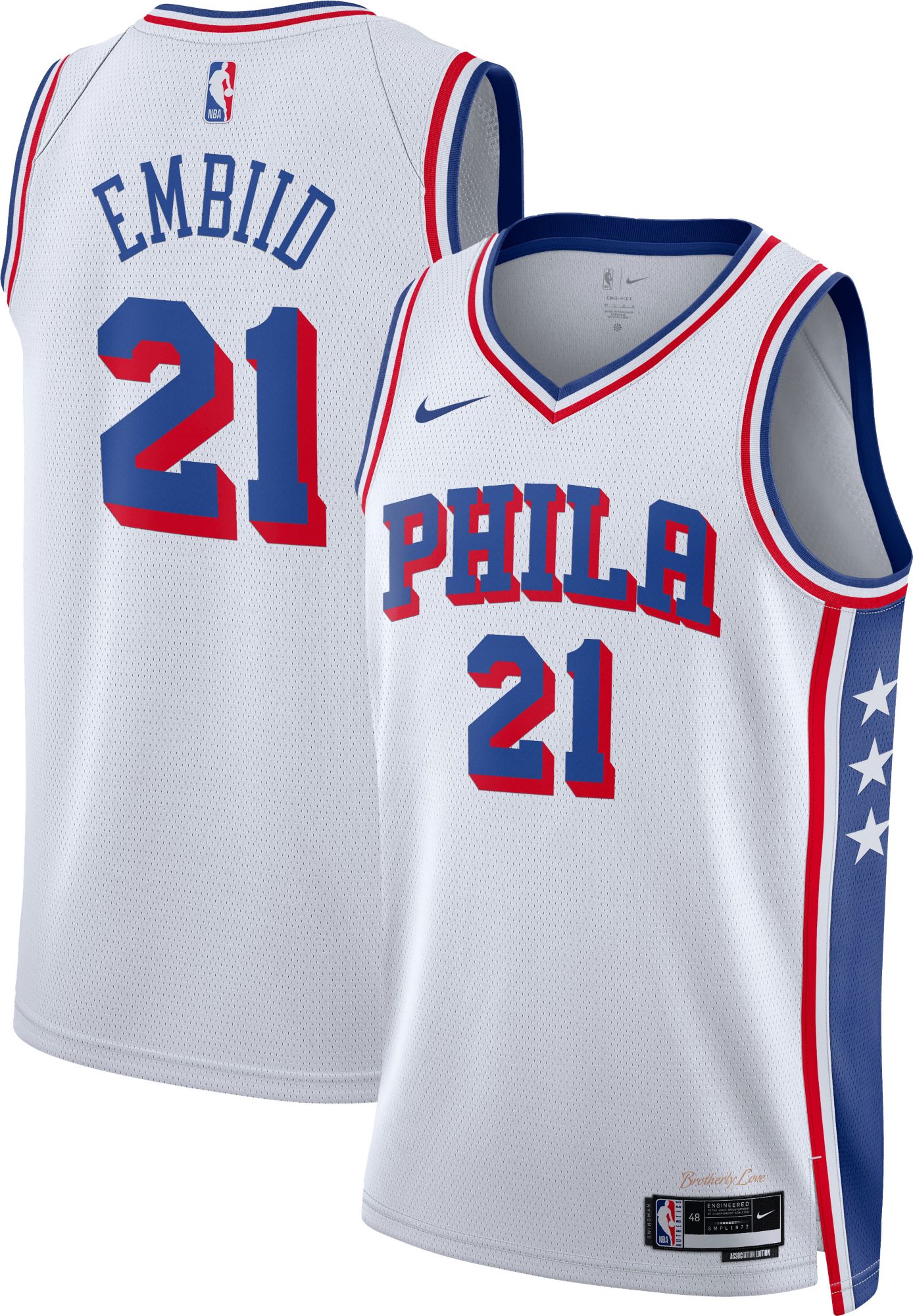 Nike Adult Philadelphia 76ers Joel Embiid #21 White Swingman Association Jersey