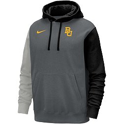Nike Men's Baylor Bears Colorblock Grey Club Fleece College Pullover Hoodie