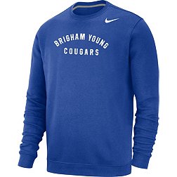 Nike Men's BYU Cougars Blue Club Fleece Arch Word Crew Neck Sweatshirt