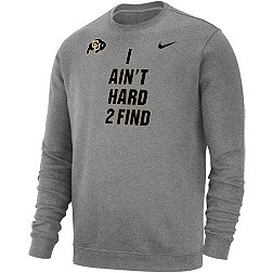 Nike Men's Colorado Buffaloes Grey Club Fleece Ain't Hard 2 Find Crew Neck Pullover Sweatshirt