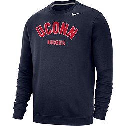 Nike Men's UConn Huskies Blue Club Fleece Arch Word Crew Neck Sweatshirt