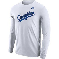 Nike Men's Creighton Bluejays White Core Cotton Vintage Long Sleeve Shirt