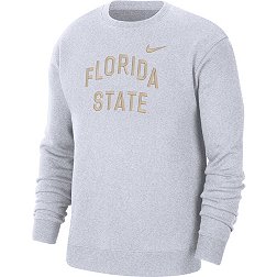 Nike Men's Florida State Seminoles White Club Fleece Arch Word Crew Neck Sweatshirt