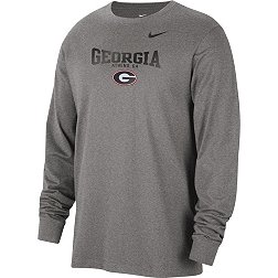 Nike Men's Georgia Bulldogs Grey Classic Core Cotton Logo Long Sleeve T-Shirt