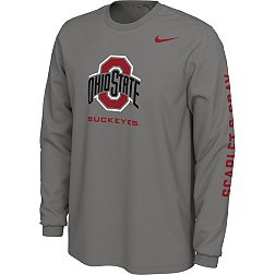Nike Men's Ohio State Buckeyes Grey Core Cotton Long Sleeve T-Shirt