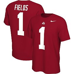 Nike Men's Ohio State Buckeyes #1 Scarlet Justin Fields Football Jersey T-Shirt