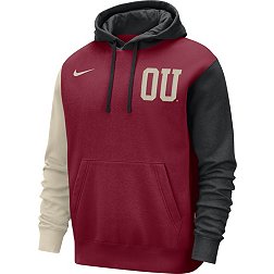 Nike Men's Oklahoma Sooners Crimson Colorblock Club Fleece College Pullover Hoodie