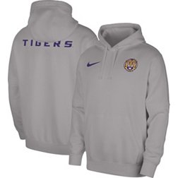 Nike Men's LSU Tigers Grey Football Team Issue Club Fleece Pullover Hoodie