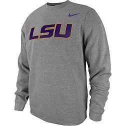 Nike Men's LSU Tigers Grey Tackle Twill Pullover Crew Sweatshirt