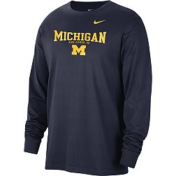 Nike Men's Michigan Wolverines Navy Classic Core Cotton Logo Long Sleeve T-Shirt