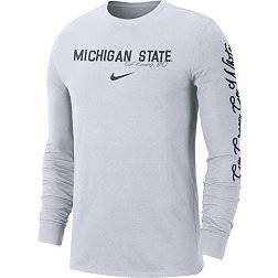 Nike Men's Michigan State Spartans White Cotton Varsity Game Long Sleeve T-Shirt